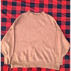 Zesica Brown Mock Neck Ribbed Sweater